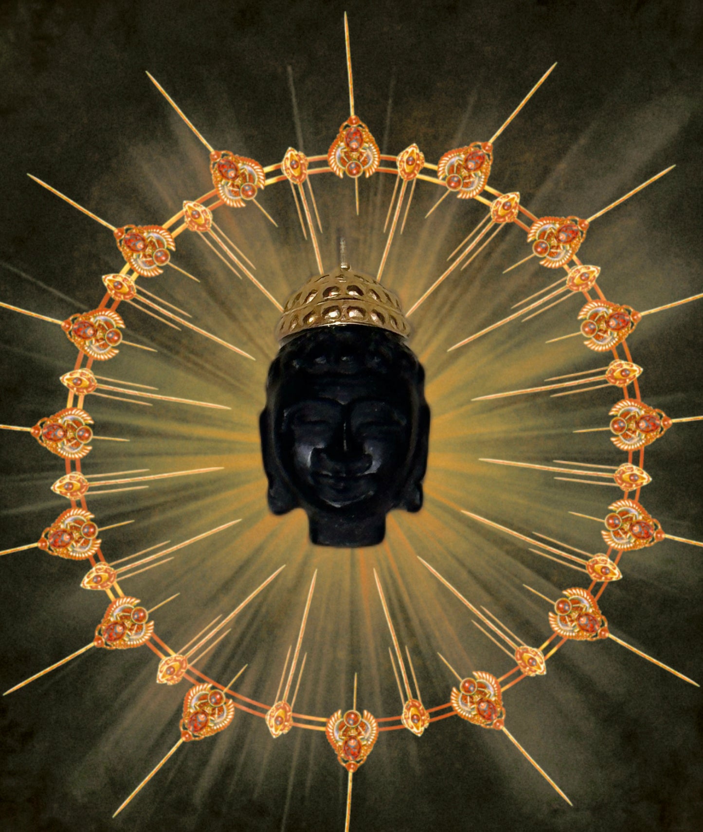 MERKABAH Black Obsidian Buddha pendant