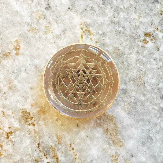 MERKABAH Shri Yantra Rose Quartz pendant