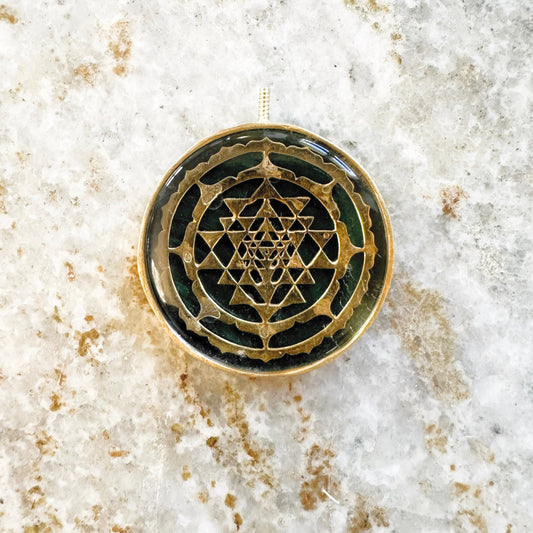 MERKABAH Shri Yantra Malachite pendant