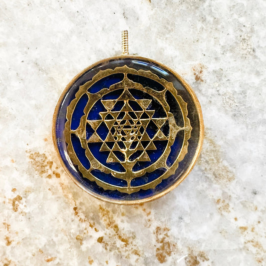 MERKABAH Shri Yantra Lapis Lazuli pendant