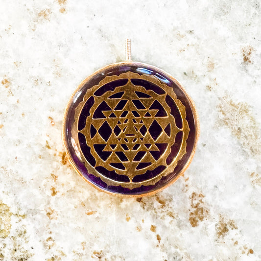 MERKABAH Shri Yantra Amethyst pendant