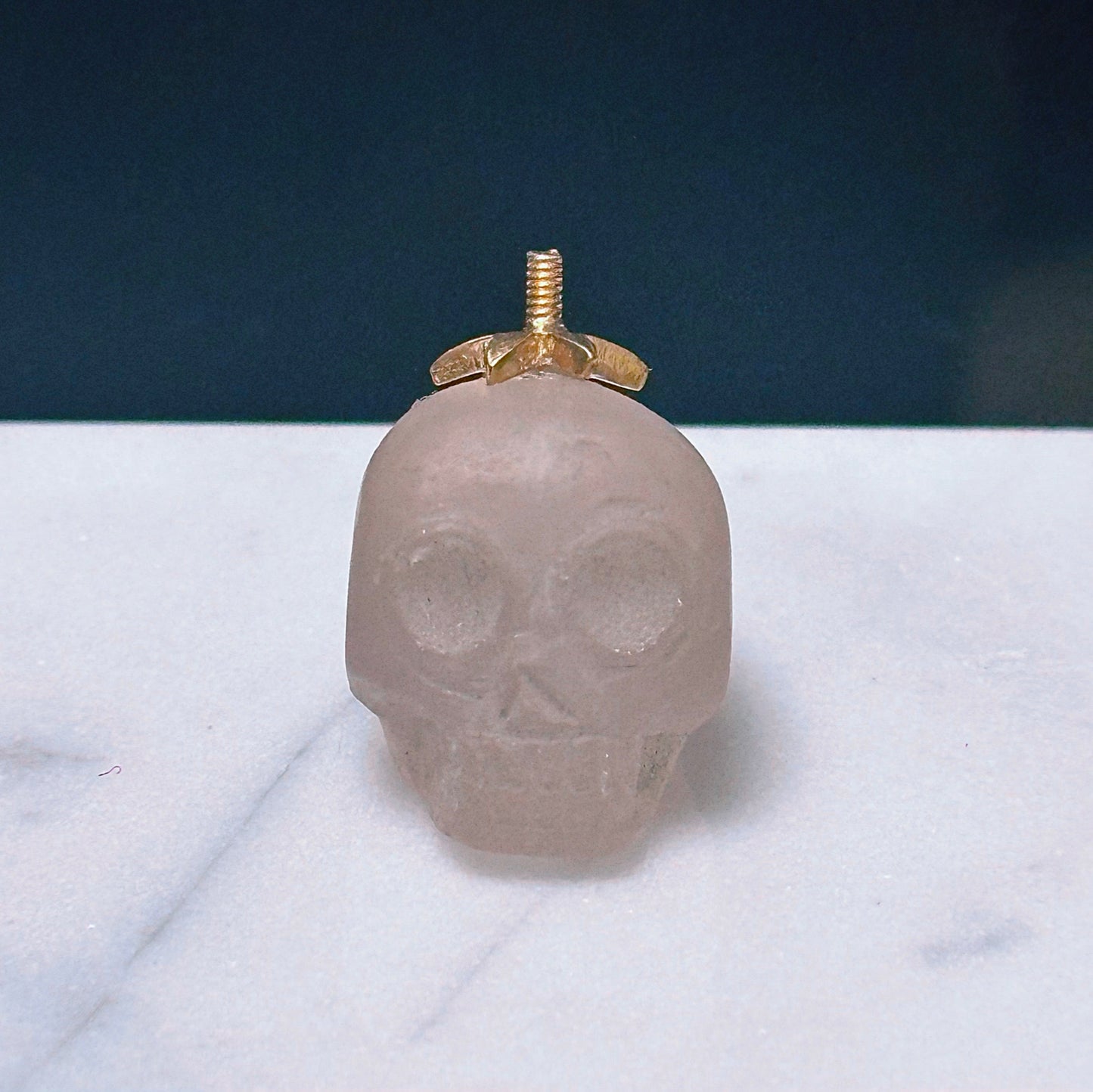 MERKABAH rose quartz skull pendant